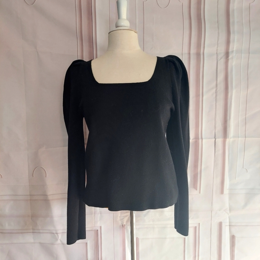 Banana Republic Black Puff Sleeve Top